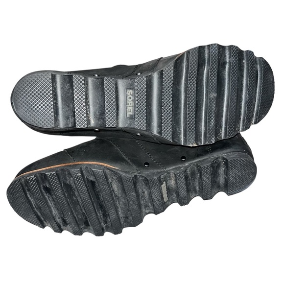 Sorel Black Nubuck Leather Joan Of Arctic Wedge Lace Up Boots size 11 - Picture 9 of 9